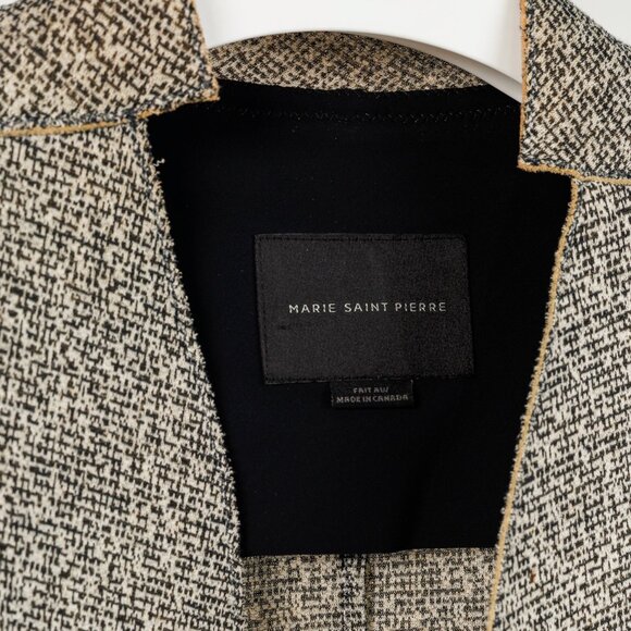 Marie Saint Pierre Grey Tweed Scuba Open-Front Coat - Picture 6 of 9